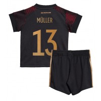 Echipament fotbal Germania Thomas Muller #13 Tricou Deplasare Mondial 2022 pentru copii maneca scurta (+ Pantaloni scurti)